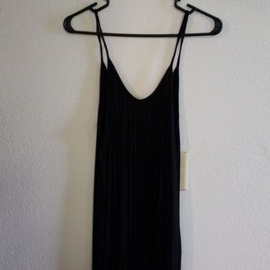 Black solid jersey pant romper